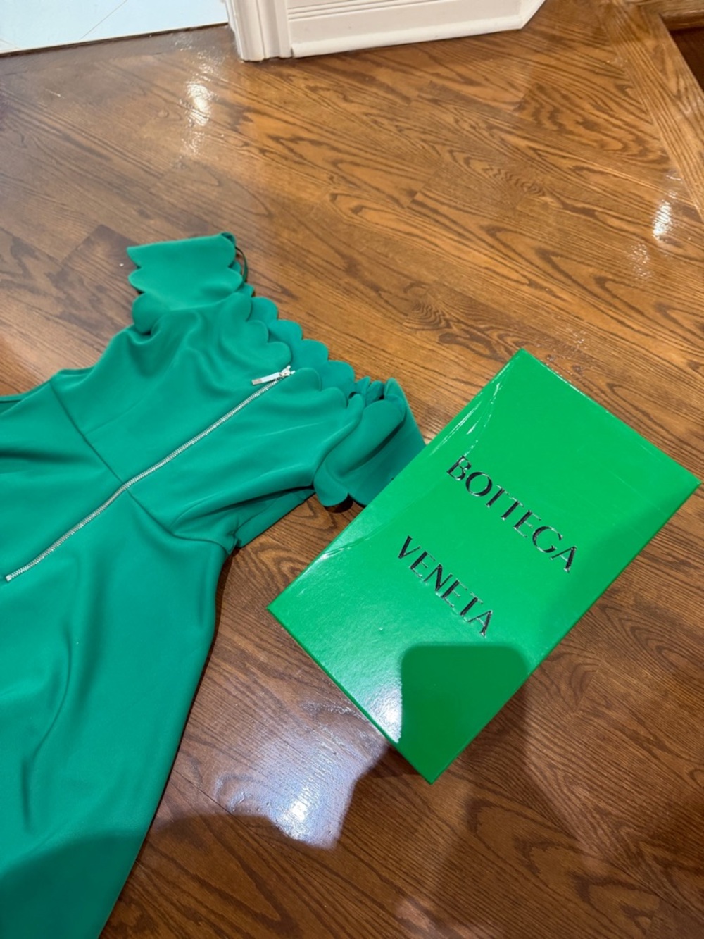 Ted Baker Emerald Green One-Shoulder Scalloped Dress